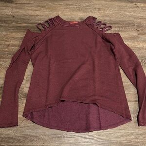 Saks Fifth Avenue Maroon Cold Shoulder Crewneck - Size XS